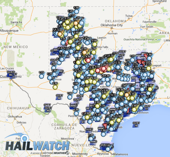 April Hail Storms - Texas Source: ICT
