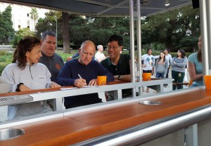 Gov. Jerry Brown signs a bill on beer bike to allow pedicabs to operate legally in California. 