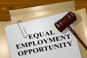3D illustration of 'EQUAL EMPLOYMENT OPPORTUNITY' title on legal document
