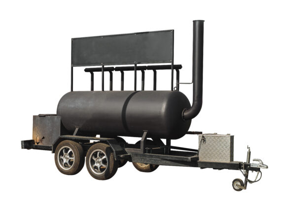 Food car trailer truck smoker mobile kitchen. isolated
