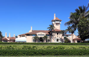 Palm Beach, Florida, USA - April 25, 2018: The Mar-a-Lago resort in Palm Beach, Florida. Mar-a-Lago is a resort and National Historic Landmark owned by President Donald J. Trump.