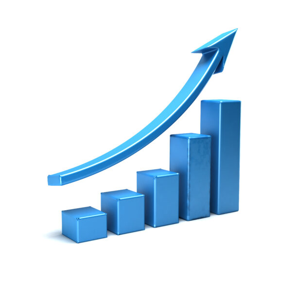 3d business growth bar graph curve