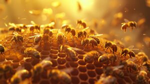 cf2 A million bees are busy in the hive, surrounding blur, 32K, AI Generative
