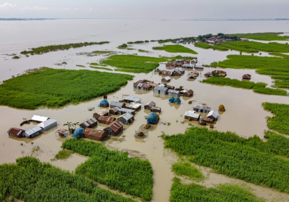 Flood affected village in Northern Bangladesh