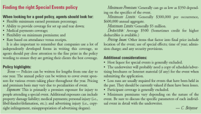 Finding the right special events policy (Click for larger image)